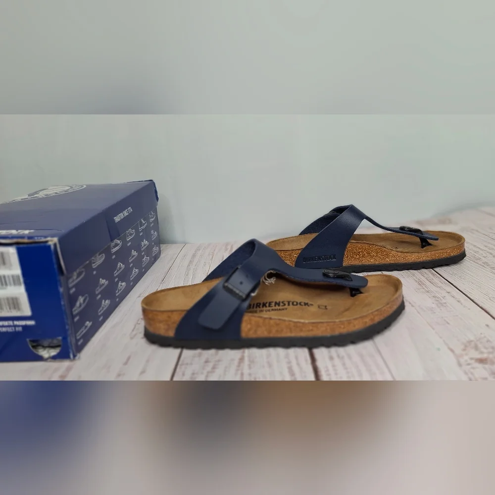 NIB Birkenstock Gizeh Blue Navy Thong Sandals Flip Flops Shoes regular 36/US 5-6 - Picture 5 of 10